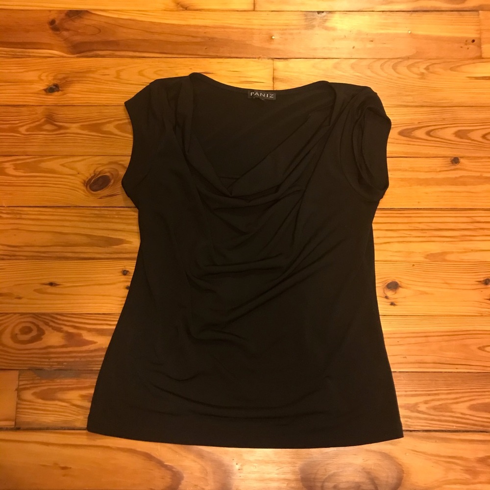 Black cowl neck top